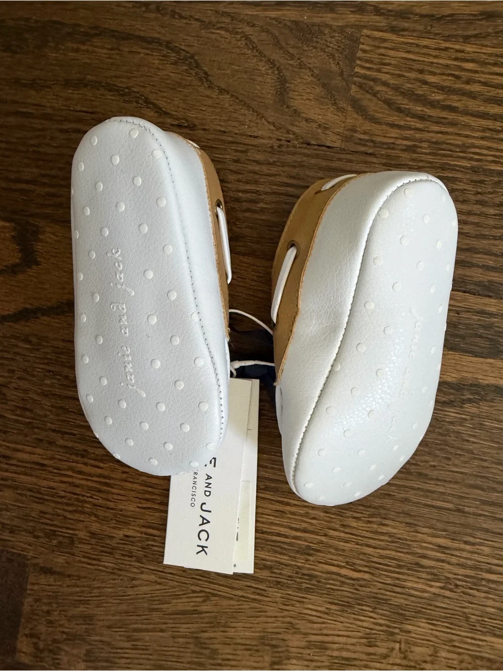 NWT! Janie and Jack White, Tan, and Navy Toddler Boat Shoes